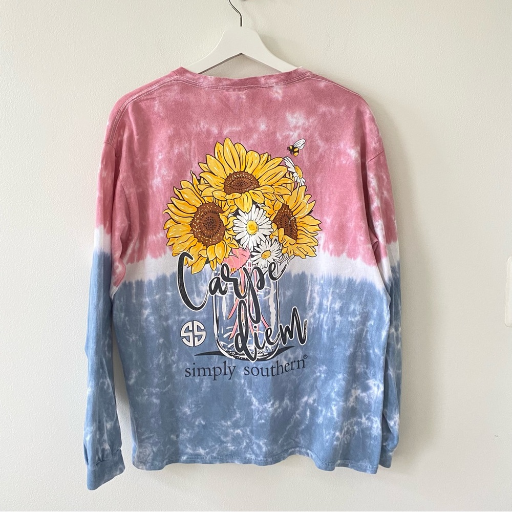 Simply Southern Women’s Tie Dye “Carpe Diem” Sunflower Long Sleeve Tee